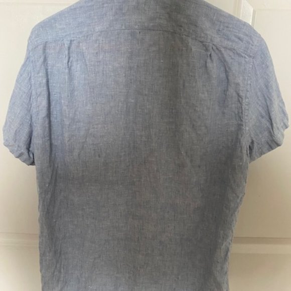 J. Crew Factory Linen Short Sleeve Button Down Slim Fit - Picture 3 of 3